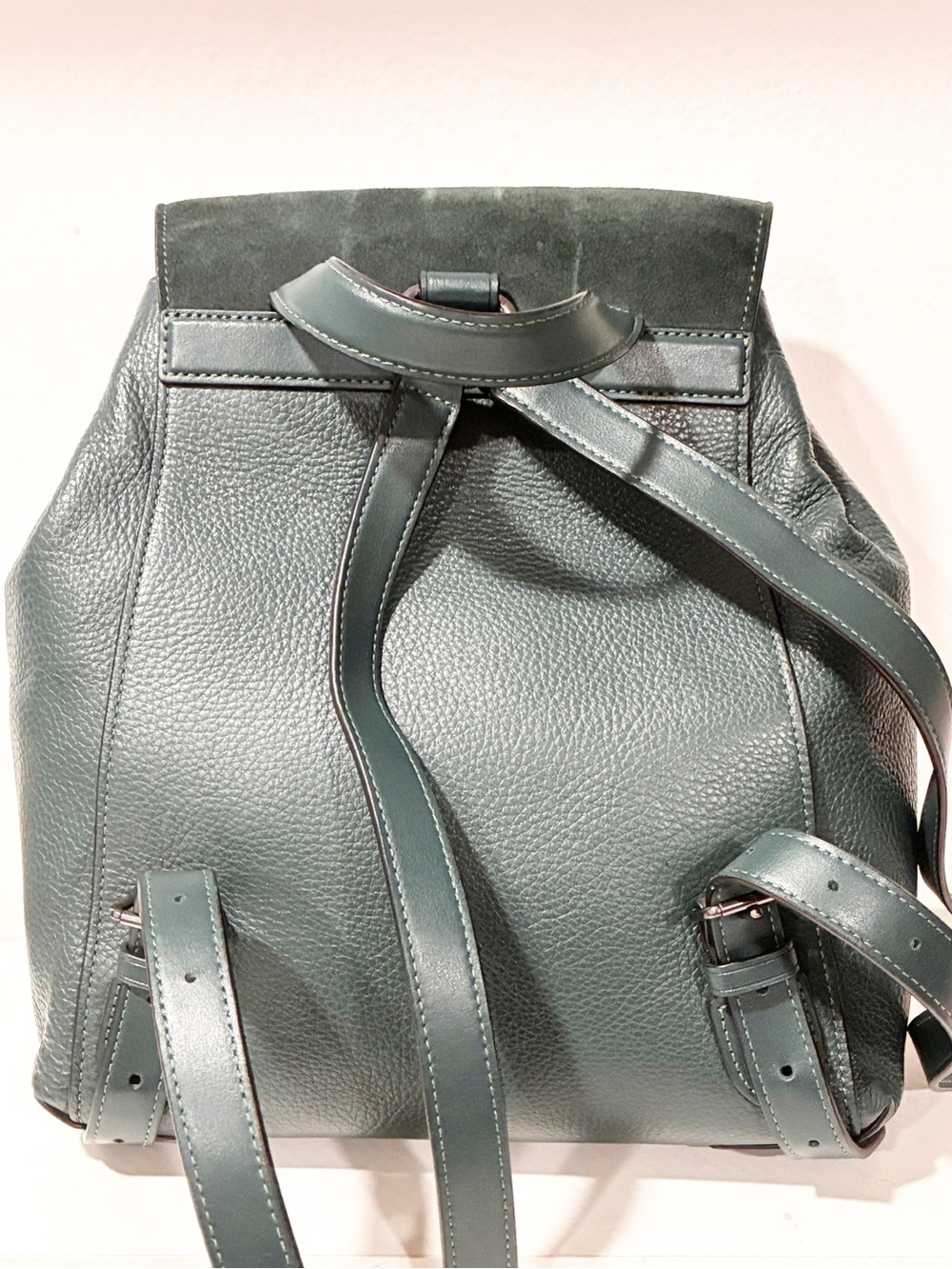 COACH Kleo Backpack QB Forest Green Leather Suede Purse - Picture 3 of 6
